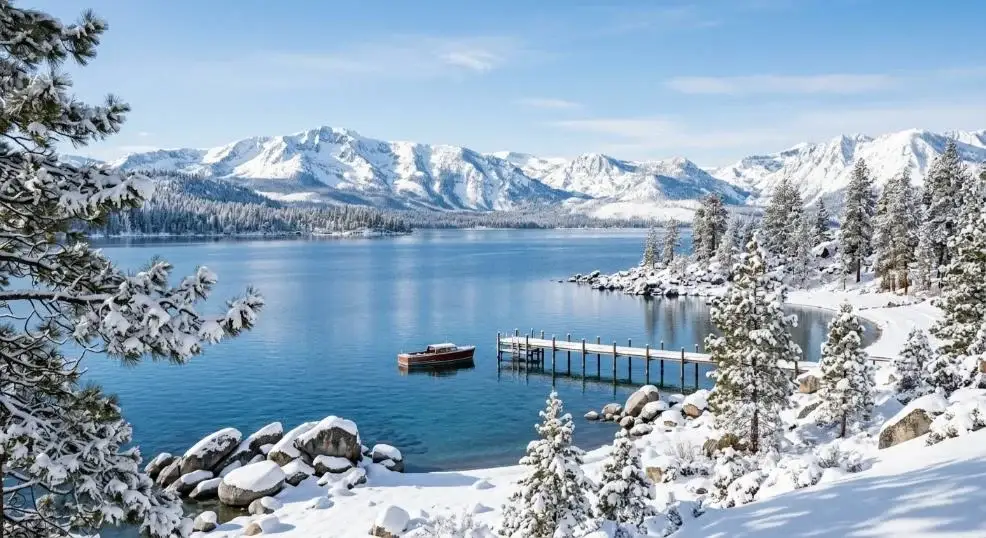 Lake Tahoe under fresh snow