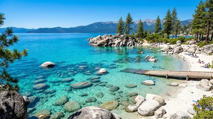 Turquoise water and granite boulders at Sand Harbor
